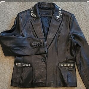 Jones New York Black NWOT Self butter black leather Jacket Coat Blazer Style SzM